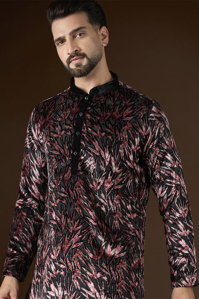 Black Velvet Ethnic Motifs Printed  Kurta MKU2722
