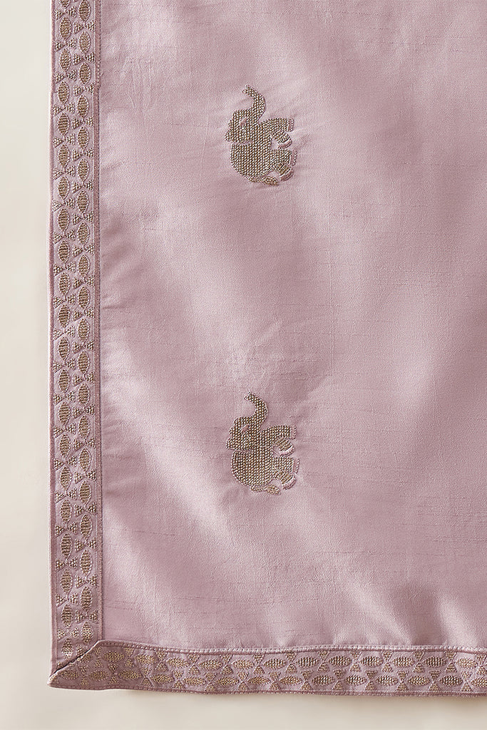 Lavender Silk Blend Solid Embroidered Kurta and Trouser With Dupatta MKPD1050