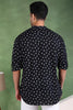 Ethnic Bay Black Cotton Bandhani Printed Straight Short Kurta For Men MSKU1001BLK