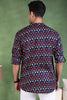 Ethnic Bay Blue Cotton Geometric Printed Straight Short Kurta For Men MSKU1002BLU