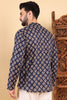 Ethnic Bay Blue Cotton Floral Printed Straight Short Kurta For Men MSKU1005BLU