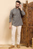 Ethnic Bay Grey Cotton Ethnic Motifs Printed Ethnic Straight Short Kurta For Men MSKU1010GRY