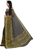 Black Georgette Ikat Printed Saree With Blouse Piece PC1052