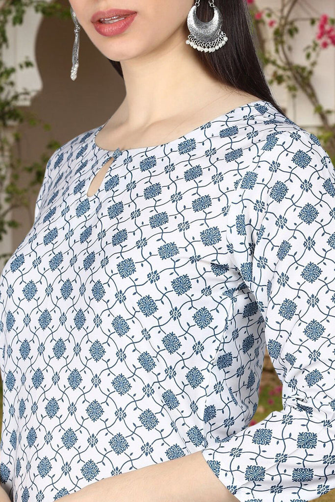 White Poly Crepe Ethnic Motifs Straight Suit Set PKSKD1152