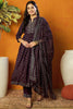 Purple Silk Blend Anarkali Kurta Pant With Dupatta PKSKD1778