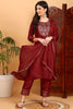 Red Silk Blend Embroidered Kurta Pant With Dupatta PKSKD1789