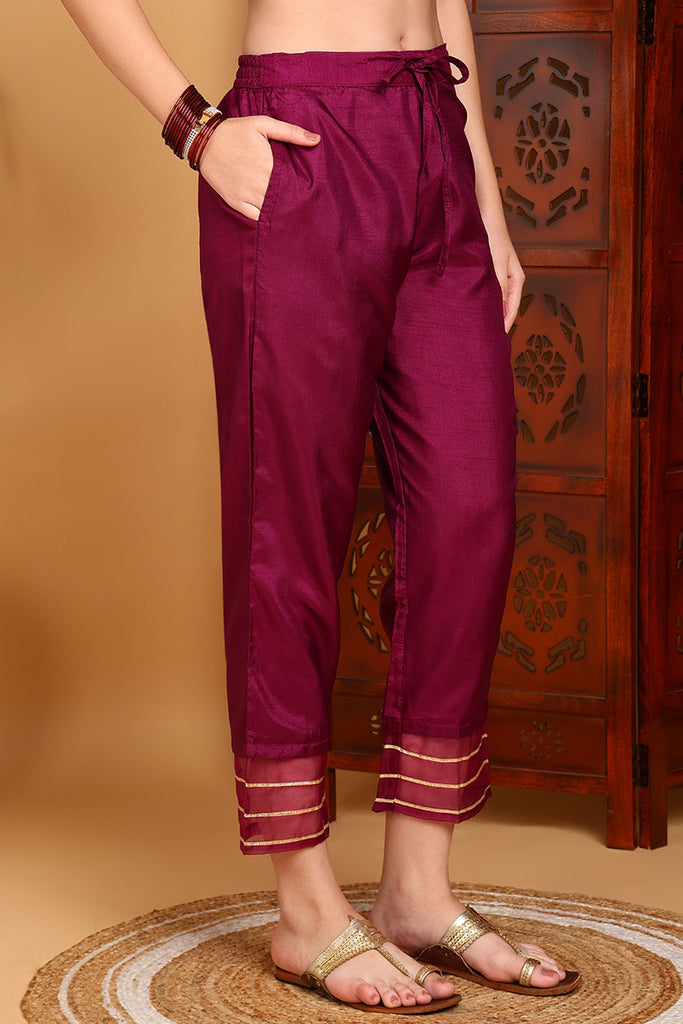 Silk Blend Purple Embroidered Straight Kurta Pant With Dupatta PKSKD1806