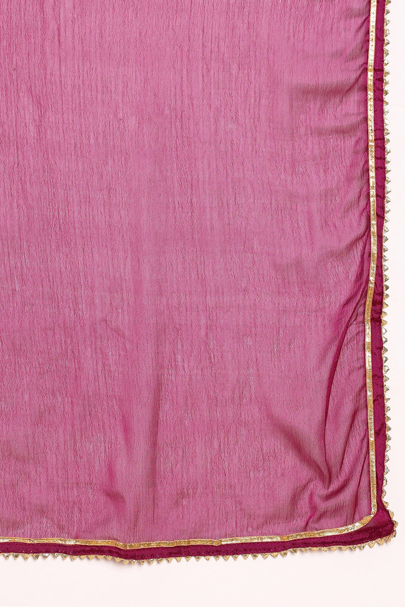 Silk Blend Purple Embroidered Straight Kurta Pant With Dupatta PKSKD1806