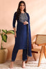 Blue Silk Blend Straight Yoke Design Kurta Pant With Dupatta PKSKD1809