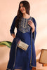 Blue Silk Blend Straight Yoke Design Kurta Pant With Dupatta PKSKD1809