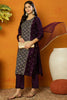 Purple Silk Blend Ethnic Motifs Straight Suit Set PKSKD1826