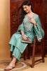 Sea Green Silk Blend Embroidered Straight Suit Set PKSKD1889