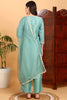 Sea Green Silk Blend Embroidered Straight Suit Set PKSKD1889