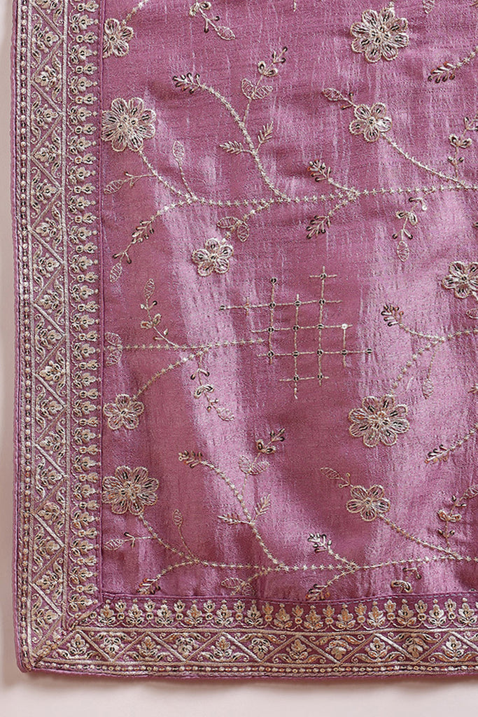 Lavender Silk Blend Straight Kurta Pant With Dupatta PKSKD1898