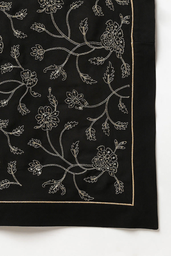 Black Poly Georgette Angrakha Pant With Dupatta PKSKD1913
