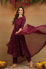 Burgundy Silk Blend Anarkali Woven Design Kurta Pant With Dupatta PKSKD1918