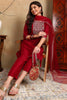 Maroon Silk Blend Rogan Work Straight Suit Set PKSKD1941