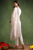 Off White Silk Blend Solid Embroidered Straight Suit Set PKSKD1996