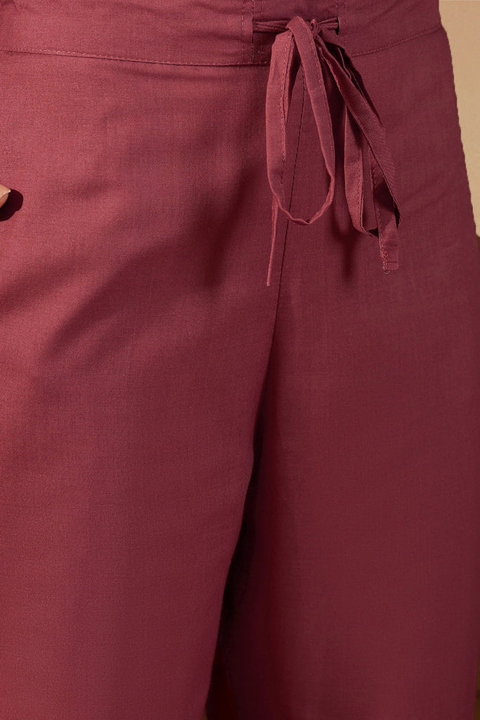 Mauve Poly Georgette Embroidered A-Line Suit Set PKSKD2008