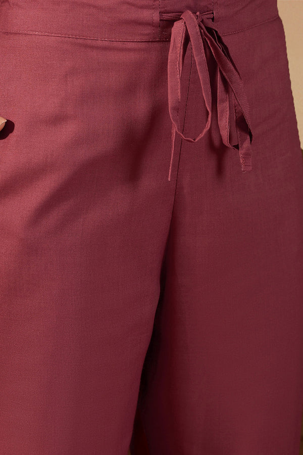 Mauve Poly Georgette Embroidered A-Line Suit Set PKSKD2008