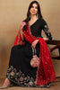 Black Silk Blend Solid Embroidered Flared Empire Suit Set PKSKD2030