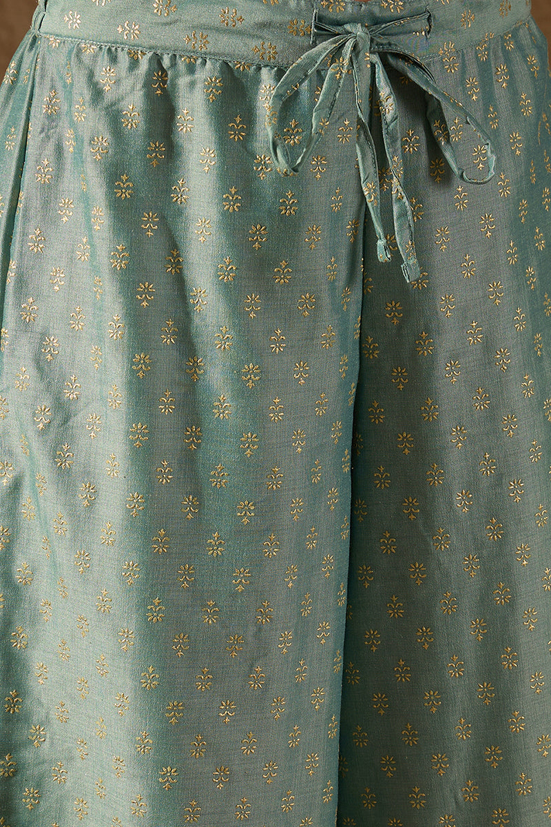 Sea Green Silk Blend Solid Embroidered Anarkali Suit Set PKSKD2036