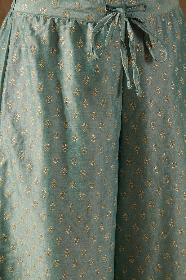 Sea Green Silk Blend Solid Embroidered Anarkali Suit Set PKSKD2036