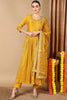 Yellow Silk Blend Embroidered Anarkali Style Suit Set PKSKD2058