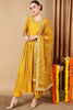 Yellow Silk Blend Embroidered Anarkali Style Suit Set PKSKD2058