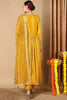 Yellow Silk Blend Embroidered Anarkali Style Suit Set PKSKD2058