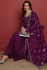 Purple Silk Blend Solid Embroidered Anarkali Suit Set PKSKD2064