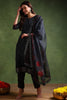 Black Organza Floral Embroidered Straight Suit Set PKSKD2091