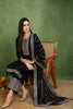 Black Silk Blend Solid Embroidered Straight Suit Set PKSKD2098