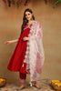 Red Silk Blend Solid Embroidered Flared Suit Set PKSKD2115