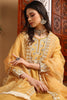 Yellow Silk Blend Solid Embroidered Flared Suit Set PKSKD2143