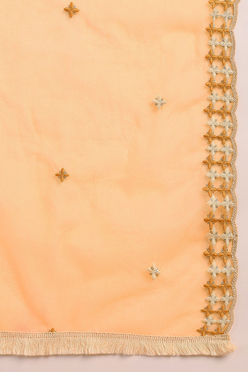 Yellow Silk Blend Solid Embroidered Flared Suit Set PKSKD2143