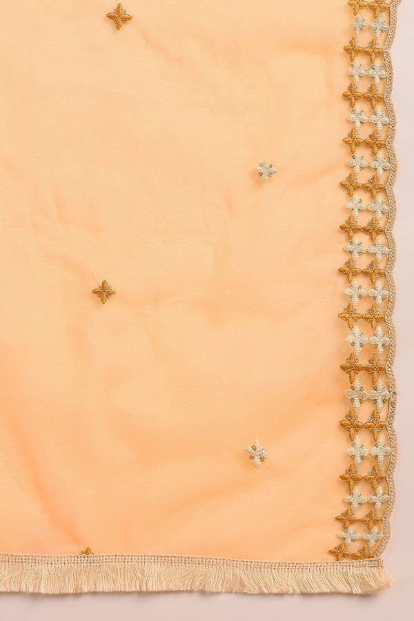 Yellow Silk Blend Solid Embroidered Flared Suit Set PKSKD2143