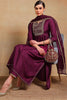 Purple Silk Blend Solid Yoke Design Flared Empire Suit Set PKSKD2156