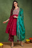 Red Silk Blend Solid Yoke Design Flared Suit Set PKSKD2158