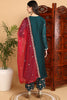 Green Silk Blend Solid Yoke Design Flared Suit Set PKSKD2159