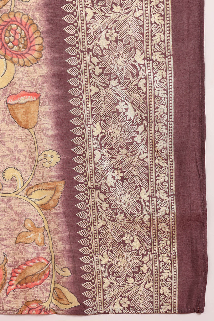 Mauve Silk Blend Ethnic Motifs Embroidered Straight Suit Set PKSKD2161