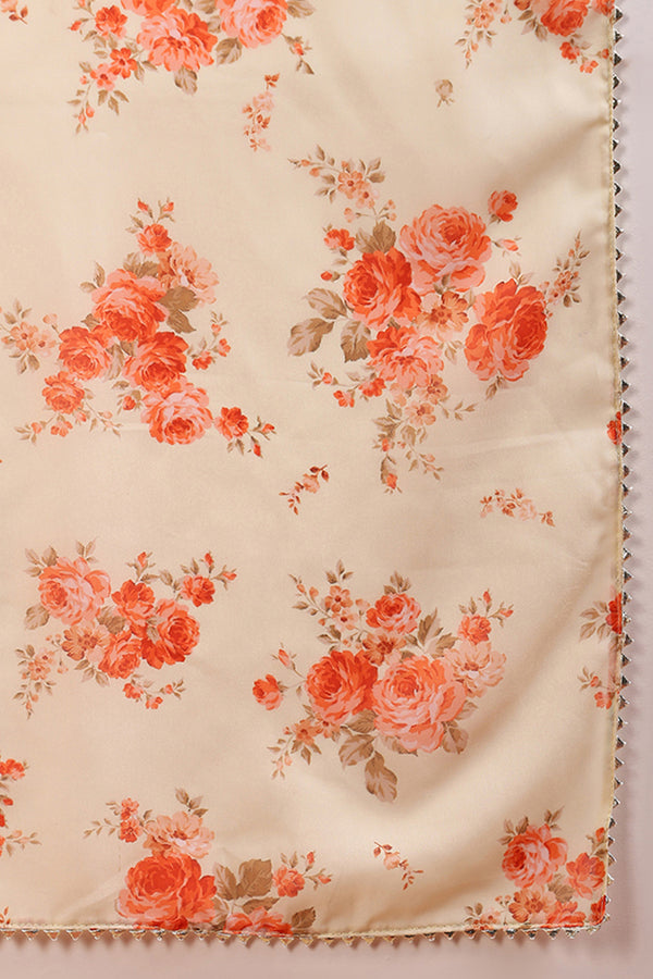 Off White Georgette Floral Printed Flared Suit Set PKSKD2184