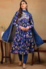 Blue Poly Georgette Floral Printed Flared Suit Set PKSKD2195