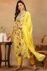 Yellow Poly Georgette Floral Printed Flared Empire Suit Set PKSKD2196