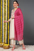 Off White Silk Blend Solid Yoke Design Straight Suit Set PKSKD2199