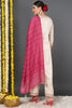 Off White Silk Blend Solid Yoke Design Straight Suit Set PKSKD2199