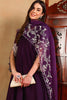 Purple Silk Blend Solid Embroidered Flared Suit Set PKSKD2209