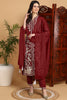 Maroon Silk Blend Solid Embroidered Straight Suit Set PKSKD2215