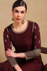 Burgundy Silk Blend Solid Embroidered Straight Regular Suit Set PKSKD2226