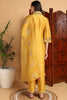 Mustard Yellow Silk Blend Floral Embroidered Straight Suit Set PKSKD2240